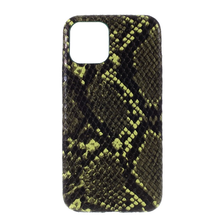 Serpiente Textura PU Recubierto De Cuero Cubierta De La Cáscara Del Teléfono PC Dura Para El IPhone 11 6,1 Pulgadas (2,019) - Amarillo-1