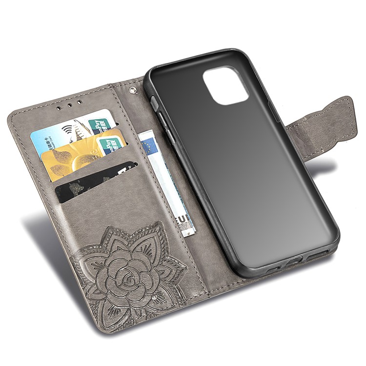 Imprint Big Butterfly Leather Wallet Cell Case for iPhone 11 Pro 5.8 inch - Grey-7