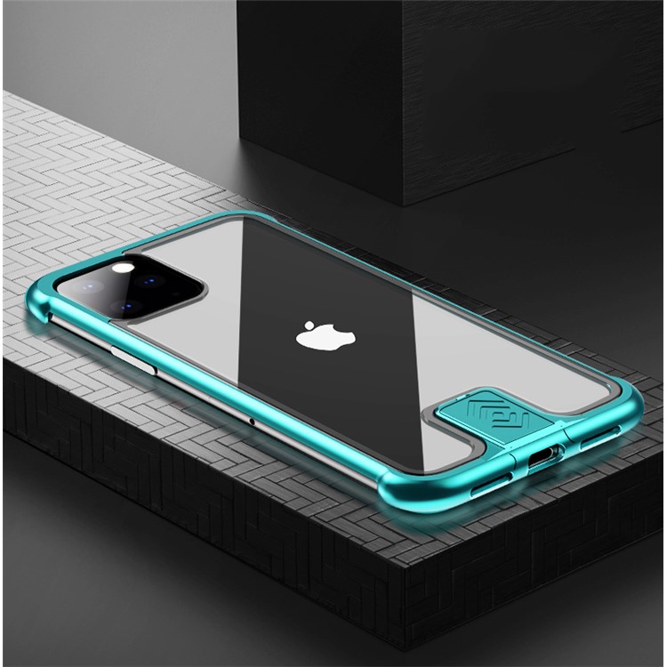 Leshield Series Metal Frame + Hard Glass Back Phone Case for iPhone 11 Pro Max 6.5-inch - Green