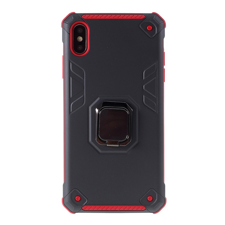 Armored PC + TPU Hybrid Kickstand Case for Apple iPhone XS / iPhone X - Grey/Red-1