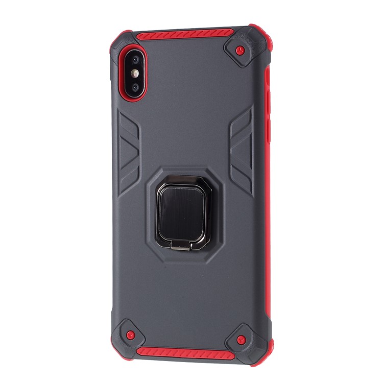 Armored PC + TPU Hybrid Kickstand Case for Apple iPhone XS / iPhone X - Grey/Red-2
