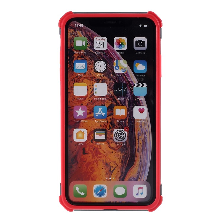 Armored PC + TPU Hybrid Kickstand Case for Apple iPhone XS / iPhone X - Grey/Red-3