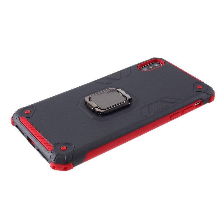 Armored PC + TPU Hybrid Kickstand Case for Apple iPhone XS / iPhone X - Grey/Red-4