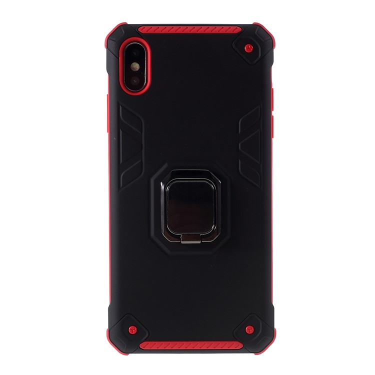 Armored PC + TPU Hybrid Kickstand Case for Apple iPhone XS Max 6.5-inch - Black / Red-1