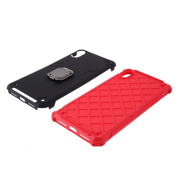 Armored PC + TPU Hybrid Kickstand Case for Apple iPhone XS Max 6.5-inch - Black / Red-10