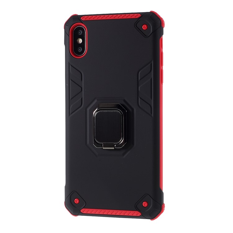 Armored PC + TPU Hybrid Kickstand Case for Apple iPhone XS Max 6.5-inch - Black / Red-2