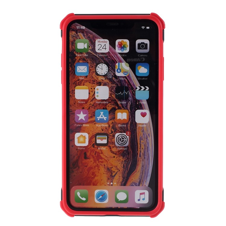 Armored PC + TPU Hybrid Kickstand Case for Apple iPhone XS Max 6.5-inch - Black / Red-3