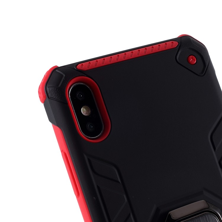 Armored PC + TPU Hybrid Kickstand Case for Apple iPhone XS Max 6.5-inch - Black / Red-4