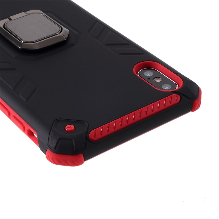 Armored PC + TPU Hybrid Kickstand Case for Apple iPhone XS Max 6.5-inch - Black / Red-6