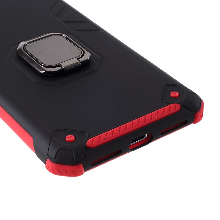 Armored PC + TPU Hybrid Kickstand Case for Apple iPhone XS Max 6.5-inch - Black / Red-7