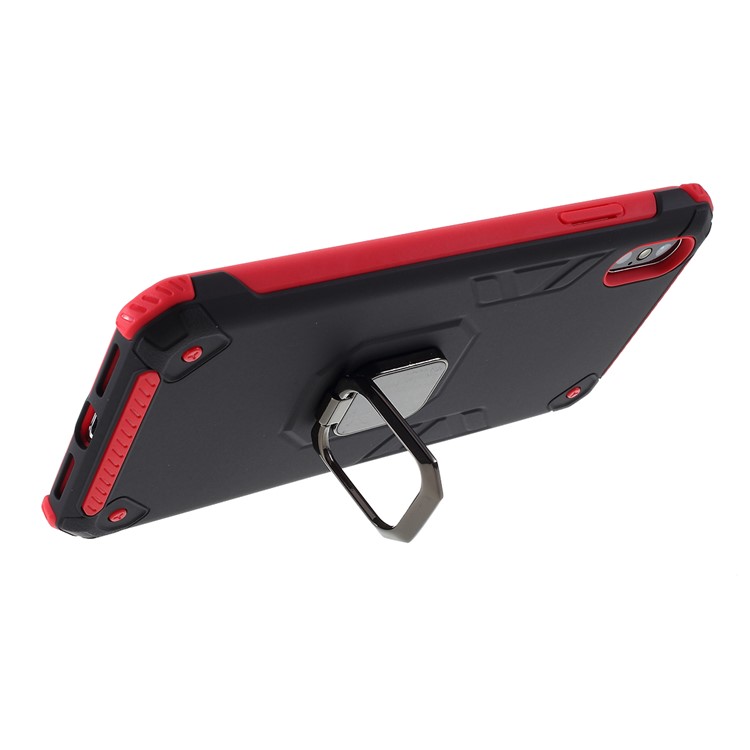 Armored PC + TPU Hybrid Kickstand Case for Apple iPhone XS Max 6.5-inch - Black / Red-8