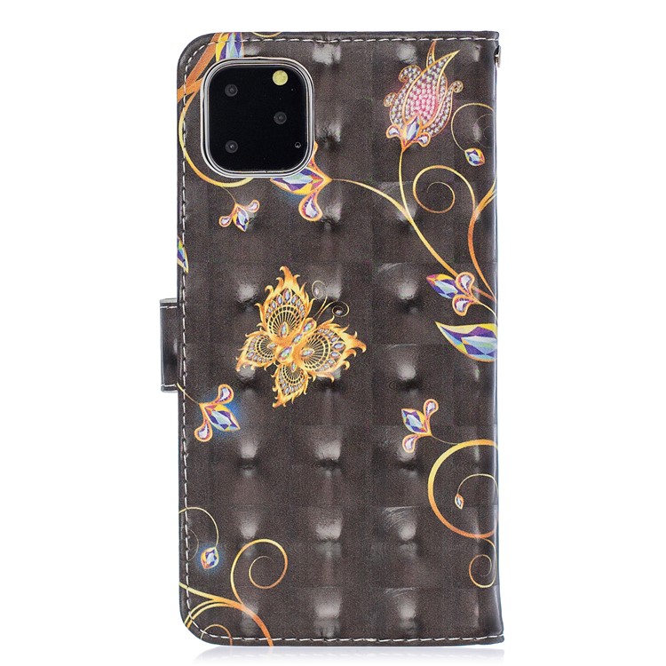 Light Spot Decor Pattern Printing Wallet Leather Phone Cover for iPhone 11 Pro Max 6.5-inch - Gold Butterfly-2