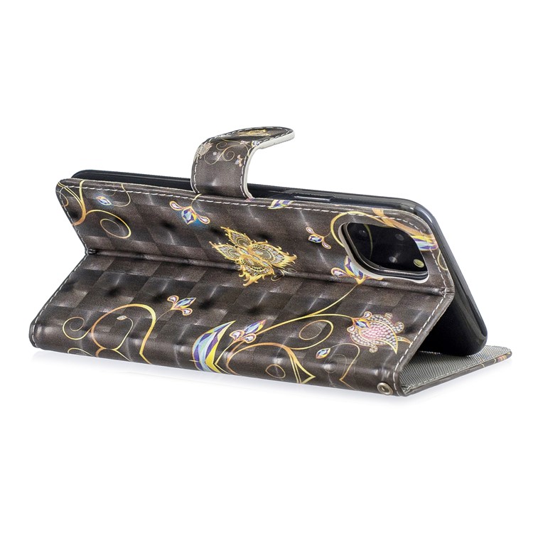 Light Spot Decor Pattern Printing Wallet Leather Phone Cover for iPhone 11 Pro Max 6.5-inch - Gold Butterfly-3