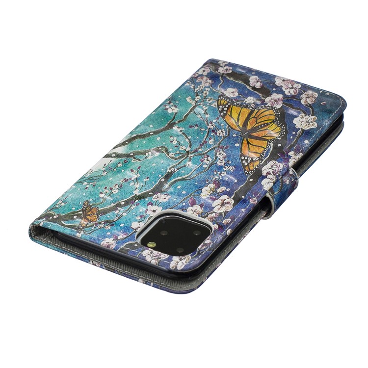 Light Spot Decor Pattern Printing Wallet Leather Phone Cover for iPhone 11 Pro Max 6.5-inch - Light Pink Flower-6