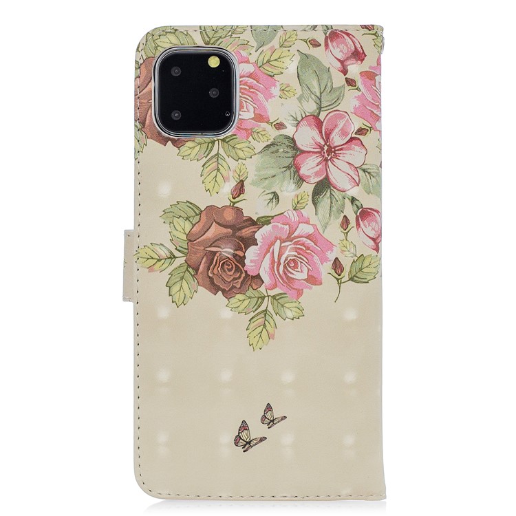 Light Spot Decor Pattern Printing Wallet Leather Phone Cover for iPhone 11 Pro Max 6.5-inch - Pink and Red Rose-2