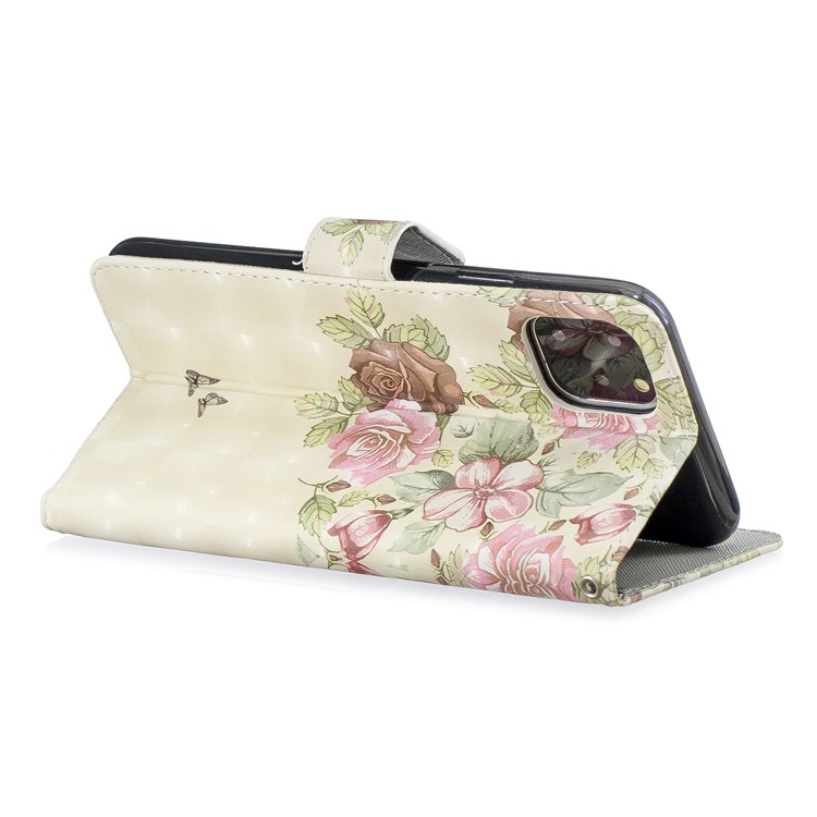 Light Spot Decor Pattern Printing Wallet Leather Phone Cover for iPhone 11 Pro Max 6.5-inch - Pink and Red Rose-3