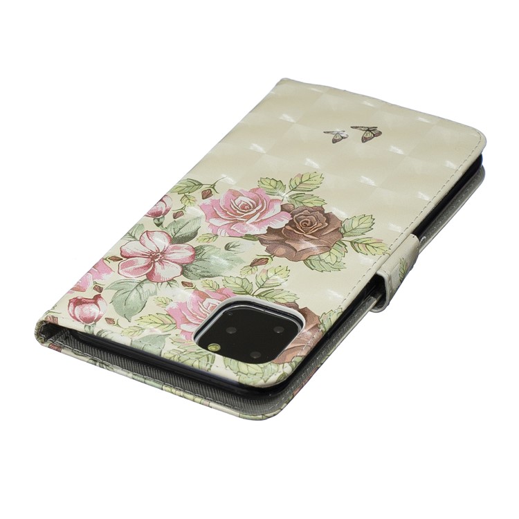 Light Spot Decor Pattern Printing Wallet Leather Phone Cover for iPhone 11 Pro Max 6.5-inch - Pink and Red Rose-6