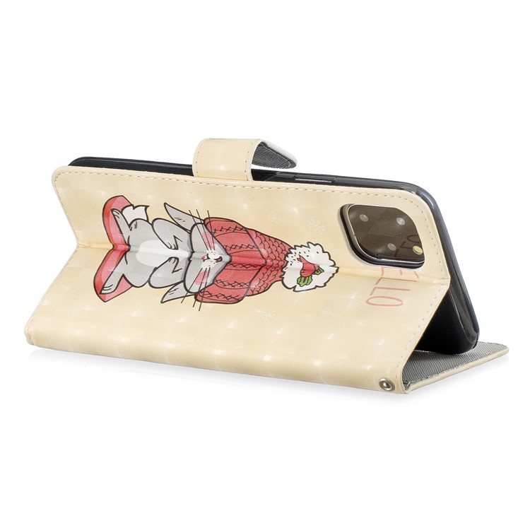 Light Spot Decor Pattern Printing Wallet Leather Phone Cover for iPhone 11 Pro Max 6.5-inch - Rabbit-3