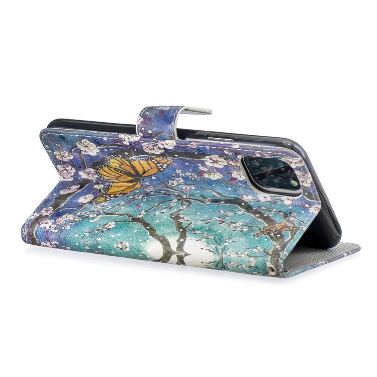 Light Spot Decor Pattern Printing Leather Wallet Phone Case for Apple iPhone 11 6.1 inch - Yellow Butterfly-3