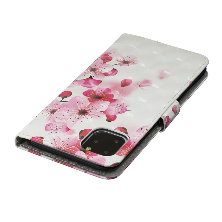 Light Spot Decor Pattern Printing Leather Wallet Phone Case for Apple iPhone 11 6.1 inch - Pink Flower-6