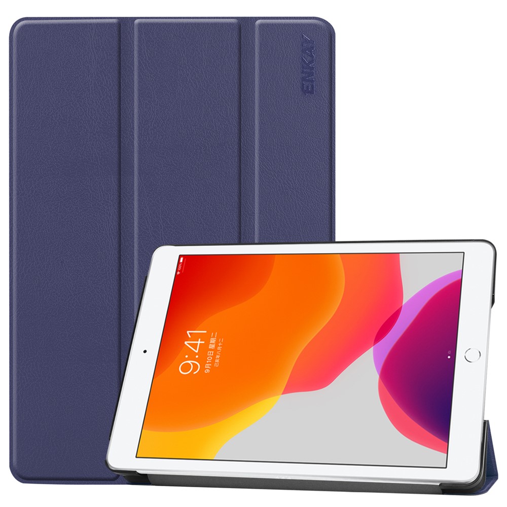 ENKAY Smart Leather Cover Shell with Tri-fold Stand Casing for iPad 10.2 (2019) - Dark Blue-1