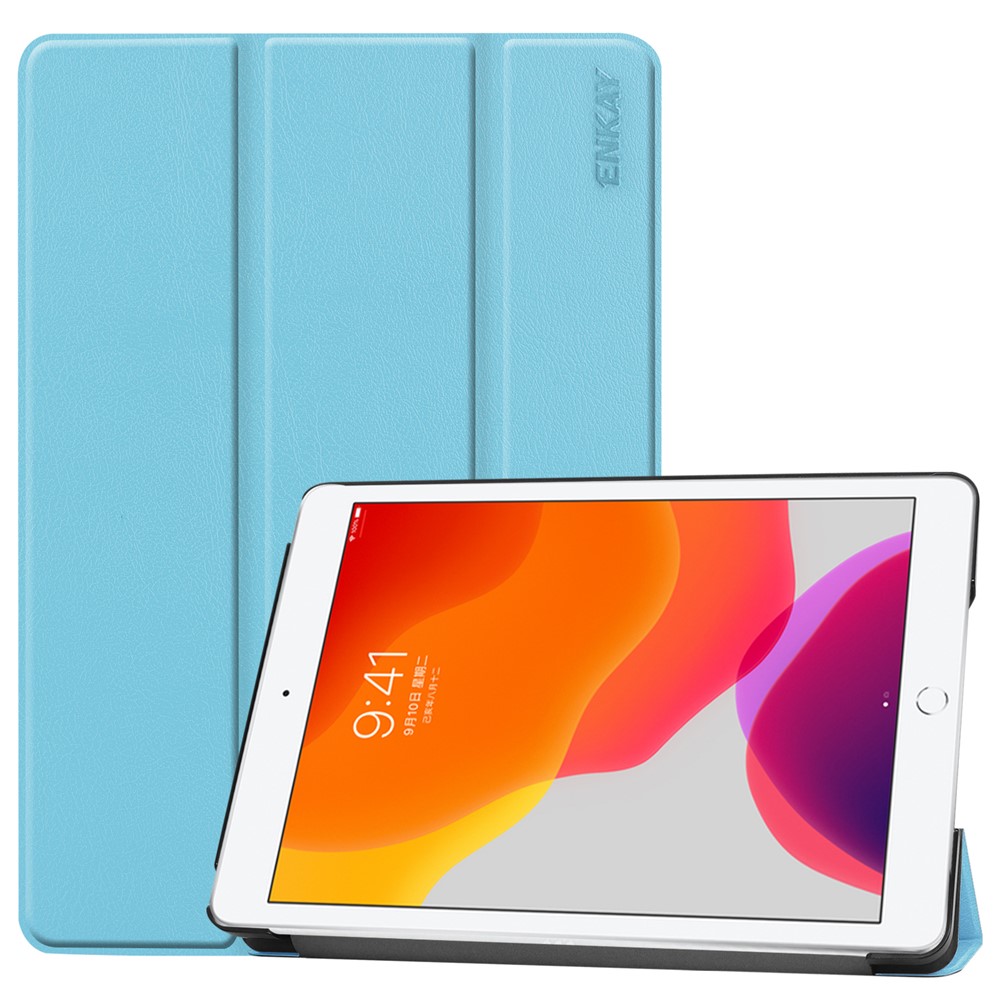 ENKAY Smart Leather Cover Shell with Tri-fold Stand Casing for iPad 10.2 (2019) - Baby Blue-1