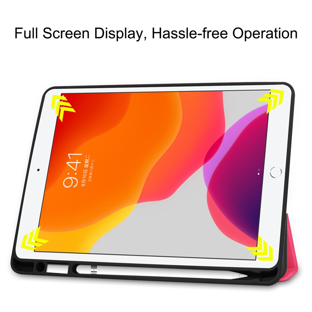 ENKAY Tri-fold Stand PU Leather Tablet Cover with Pen Holder for Apple iPad 10.2 (2019) - Pink-8