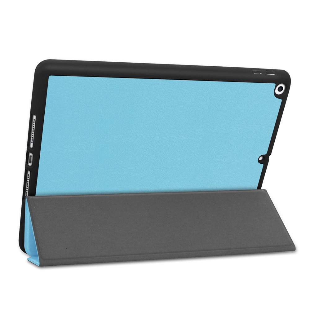ENKAY Tri-fold Stand PU Leather Tablet Cover with Pen Holder for Apple iPad 10.2 (2019) - Blue-7