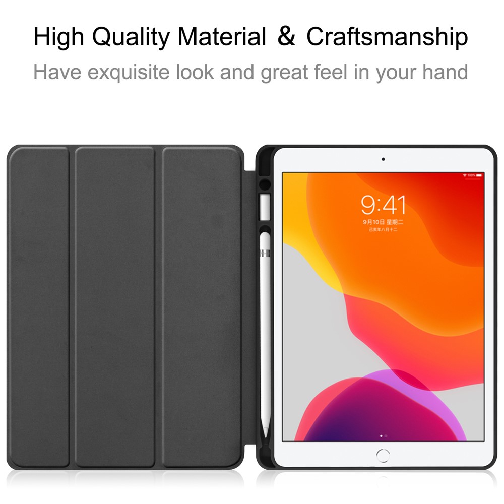ENKAY Tri-fold Stand PU Leather Tablet Cover with Pen Holder for Apple iPad 10.2 (2019) - Blue-8
