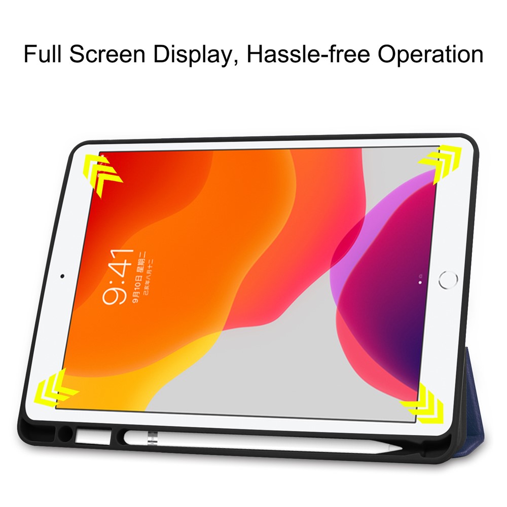 ENKAY Tri-fold Stand PU Leather Tablet Cover with Pen Holder for Apple iPad 10.2 (2019) - Dark Blue-6