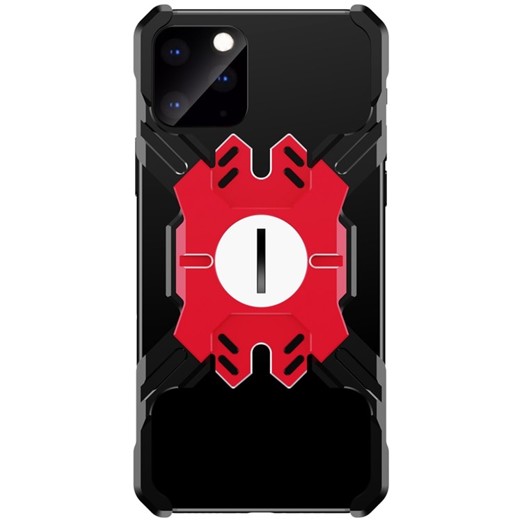 Hero Series X-Shaped Metal Bumper with Kickstand Phone Shell for iPhone 11 Pro 5.8-inch - Black / Red-1