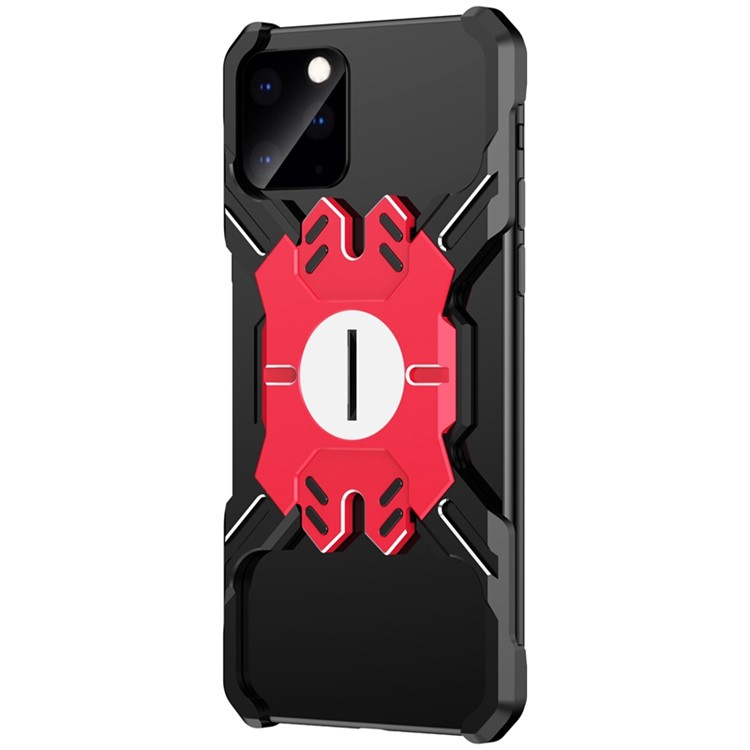 Hero Series X-Shaped Metal Bumper with Kickstand Phone Shell for iPhone 11 Pro 5.8-inch - Black / Red-2