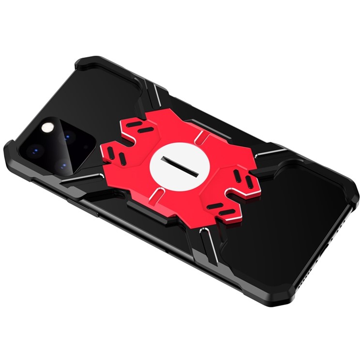 Hero Series X-Shaped Metal Bumper with Kickstand Phone Shell for iPhone 11 Pro 5.8-inch - Black / Red-3