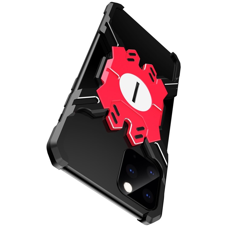 Hero Series X-Shaped Metal Bumper with Kickstand Phone Shell for iPhone 11 Pro 5.8-inch - Black / Red-5
