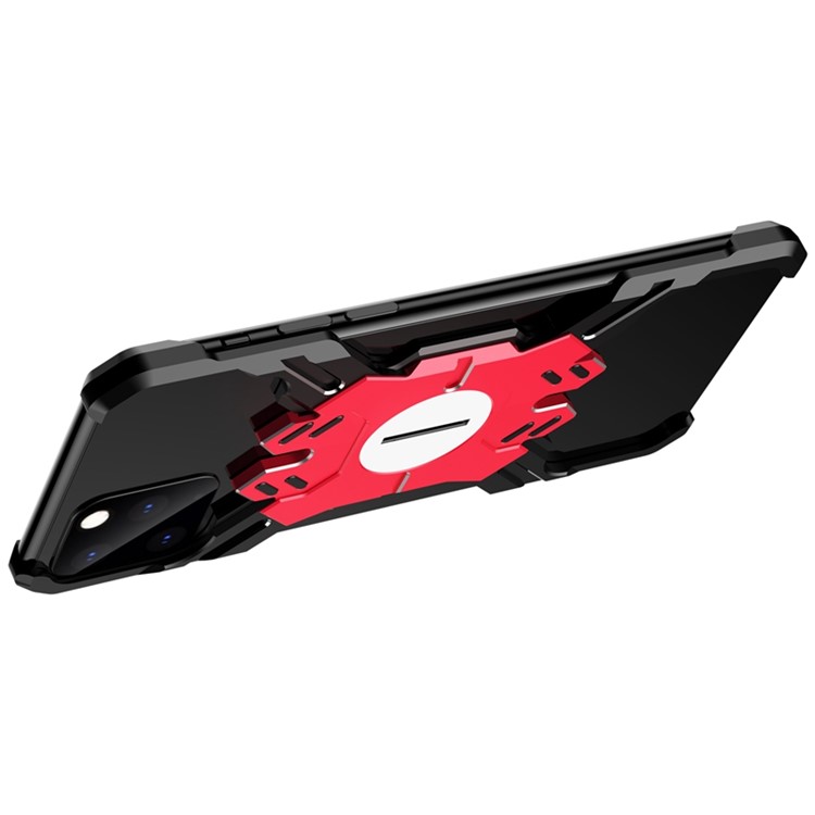 Hero Series X-Shaped Metal Bumper with Kickstand Phone Shell for iPhone 11 Pro 5.8-inch - Black / Red-7