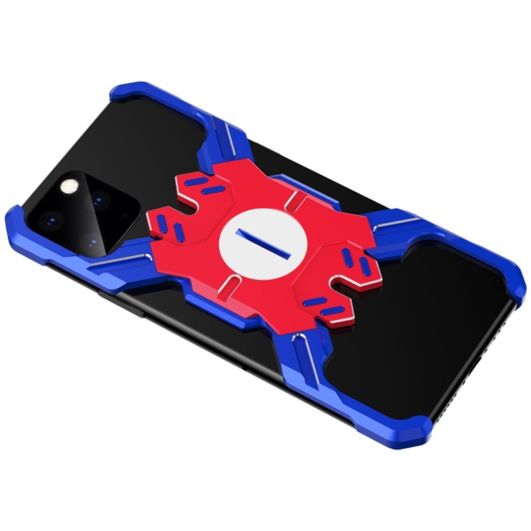 Hero Series X-Shaped Metal Bumper with Kickstand Phone Shell for iPhone 11 Pro 5.8-inch - Blue / Red-2