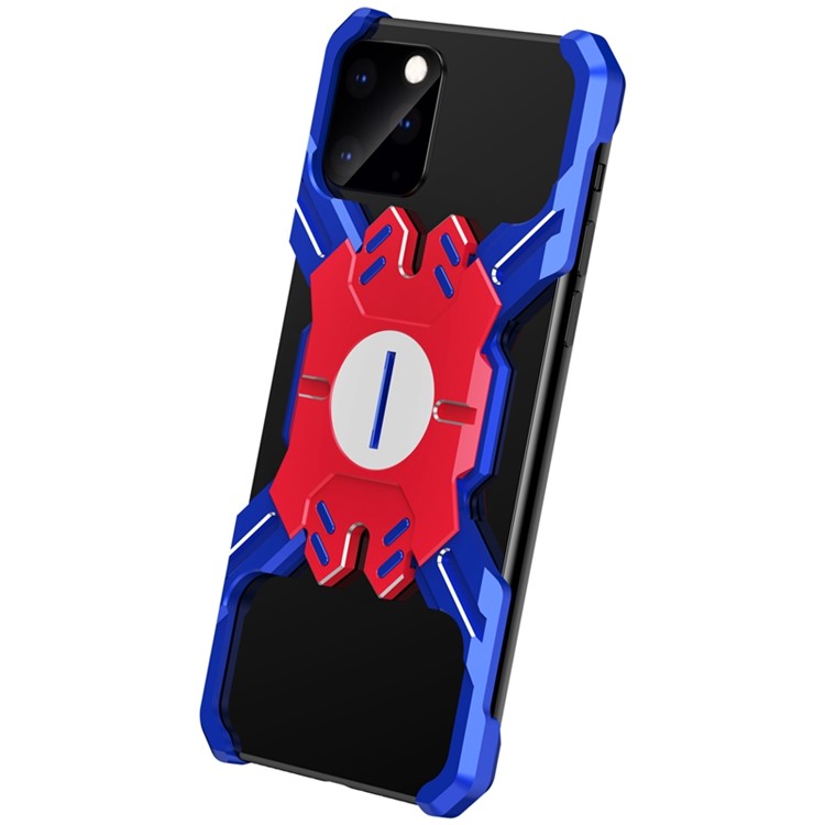Hero Series X-Shaped Metal Bumper with Kickstand Phone Shell for iPhone 11 Pro 5.8-inch - Blue / Red-3