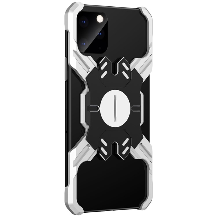 Hero Series X-Shaped Metal Bumper with Kickstand Phone Shell for iPhone 11 Pro 5.8-inch - Silver / Black-1