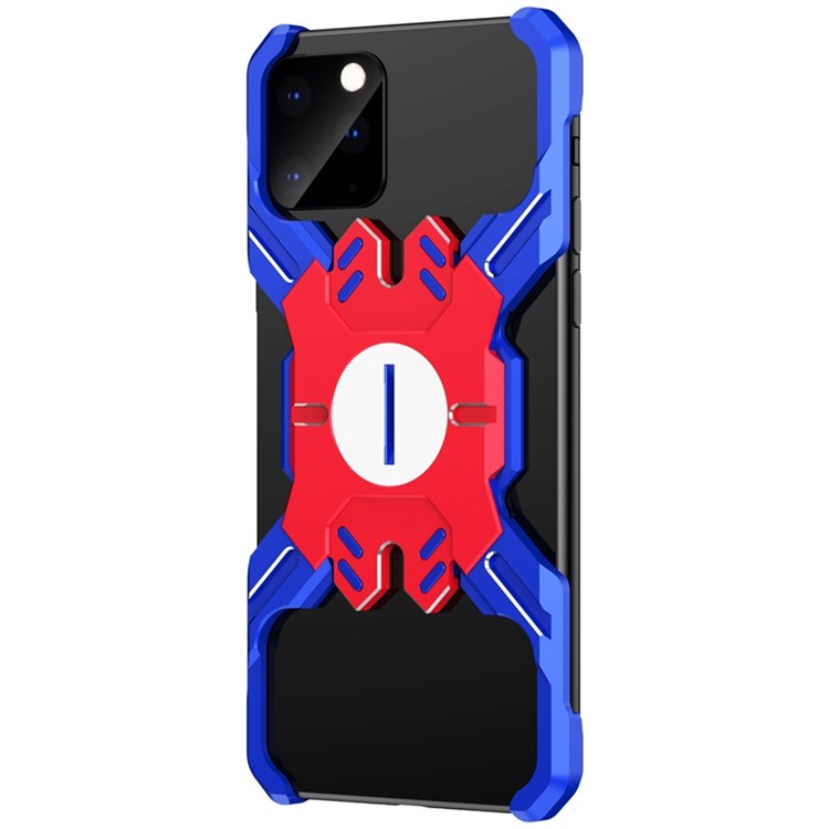 Heroes Series Bumper Frame for iPhone 11 6.1 inch X-Shaped Metal Bumper Casing - Blue/Red-1