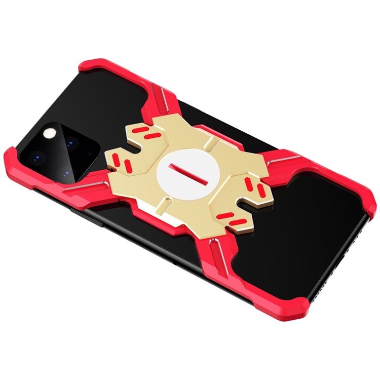 Heroes Series Bumper Frame for iPhone 11 Pro Max 6.5 inch Hollow X-Shaped Metal Bumper Casing - Red/Gold-2