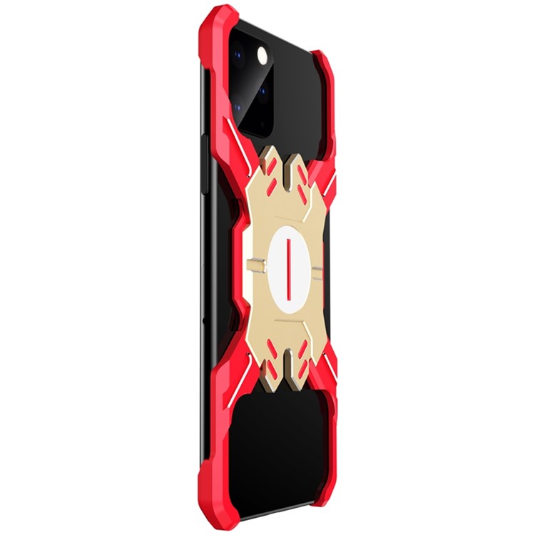 Heroes Series Bumper Frame for iPhone 11 Pro Max 6.5 inch Hollow X-Shaped Metal Bumper Casing - Red/Gold-3