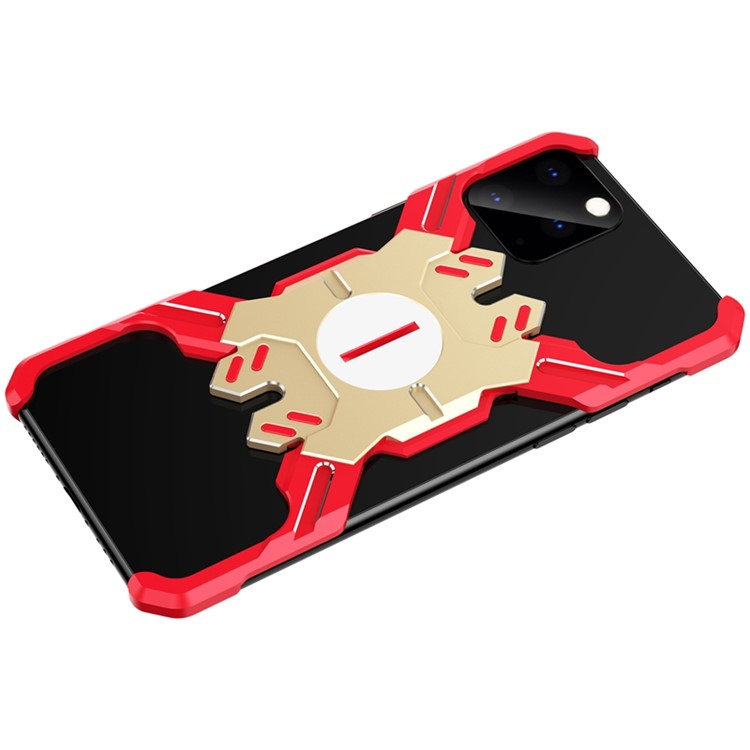 Heroes Series Bumper Frame for iPhone 11 Pro Max 6.5 inch Hollow X-Shaped Metal Bumper Casing - Red/Gold-4