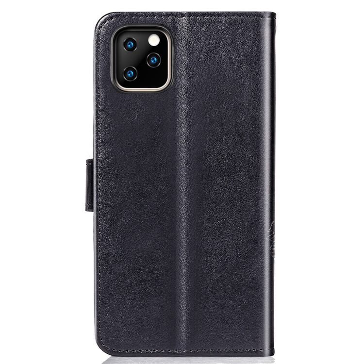 Imprint Clover Wallet Flip Leather Shell for iPhone 11 Pro 5.8 inch - Black-4