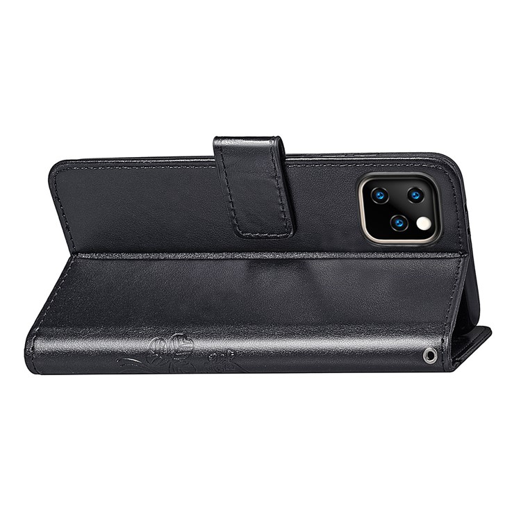 Imprint Clover Wallet Flip Leather Shell for iPhone 11 Pro 5.8 inch - Black-6