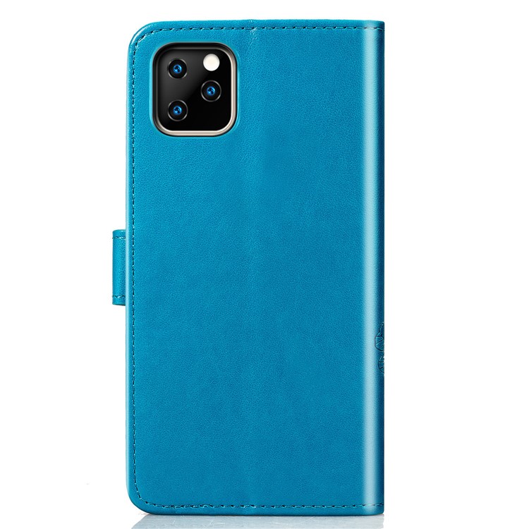 Imprint Clover Wallet Flip Leather Shell for iPhone 11 Pro 5.8 inch - Blue-5