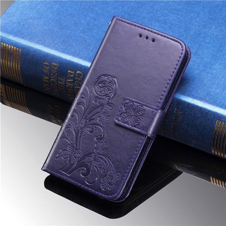 Imprint Clover Style Leather Wallet Stand Mobile Cell Shell for iPhone 11 6.1 inch - Purple-8
