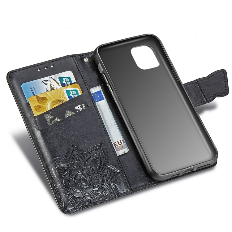 For iPhone 11 6.1 inch Imprint Butterfly Leather Covering - Black-7