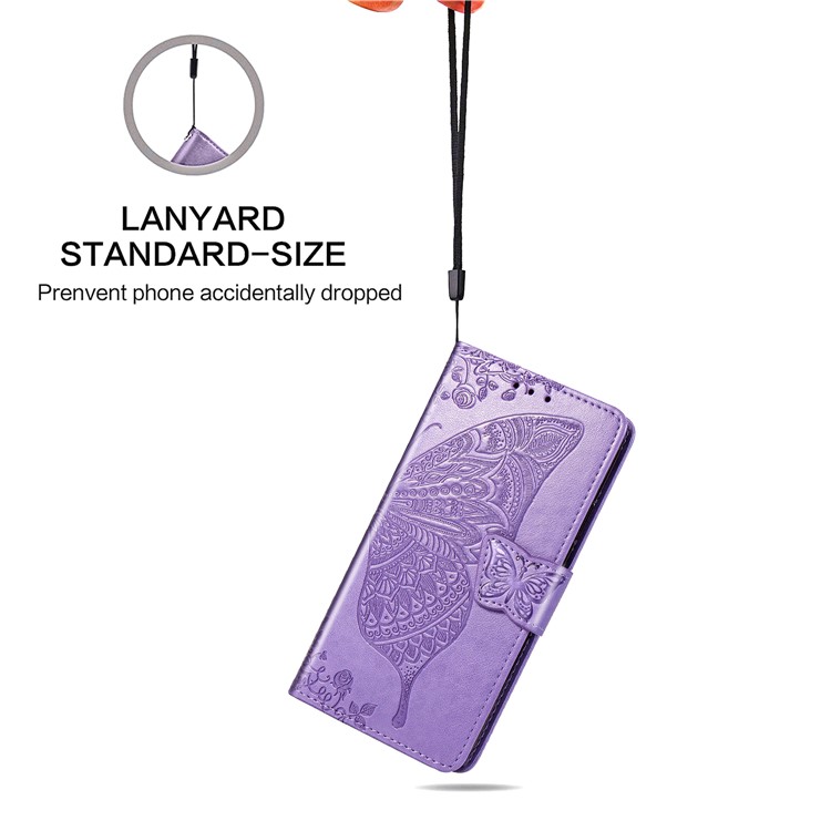 For iPhone 11 6.1 inch Imprint Butterfly Leather Covering - Light Purple-10