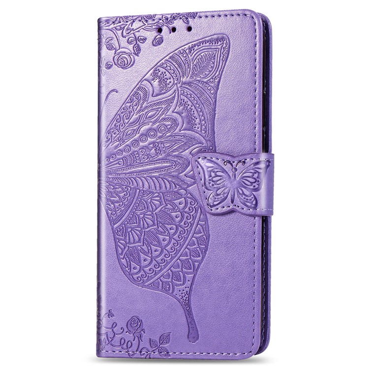 For iPhone 11 6.1 inch Imprint Butterfly Leather Covering - Light Purple-2