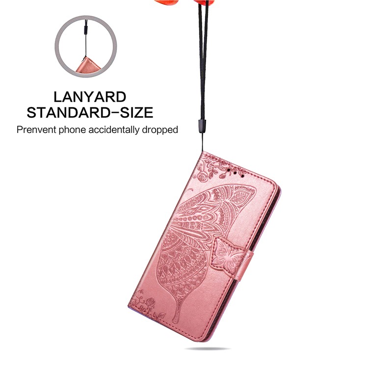 For iPhone 11 6.1 inch Imprint Butterfly Leather Covering - Rose Gold-10